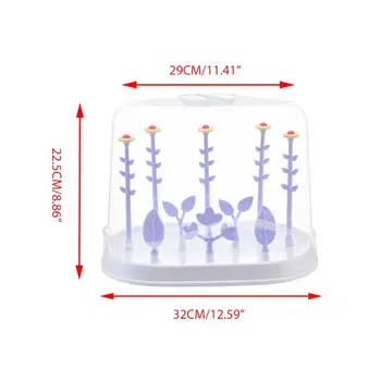 

2019 Flower Type Multifunctional Baby Bottle Holder Storage Box Drain Rack with Dust Cover Kids Infants Bottles Drying Racks