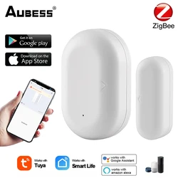 Détecteur d'ouverture/fermeture de porte intelligent Tuya ZigBee, alarme domestique Compatible avec Alexa Google Home, application Tuya aubess 