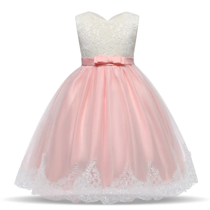 Платье для маленьких девочек; платье принцессы для девочек; кружевное платье с бантом сзади; нарядный костюм для детей; торжественное платье для девочек; свадебное платье - Цвет: As picture