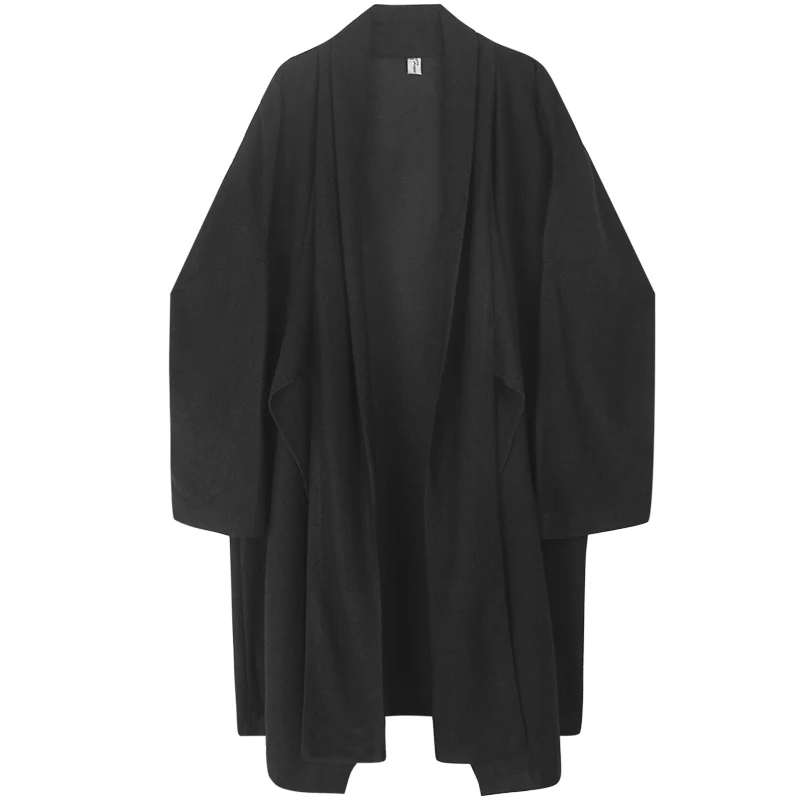 S-XL! Темный Повседневный однотонный шерстяной кардиган с v-образным вырезом и драпировкой