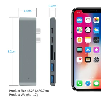 

Hot Sale Dual Type-c USB C Docking Stations To HDMI TF Card SD HUB 4K For MacBook Pro Dual Type-c HUB