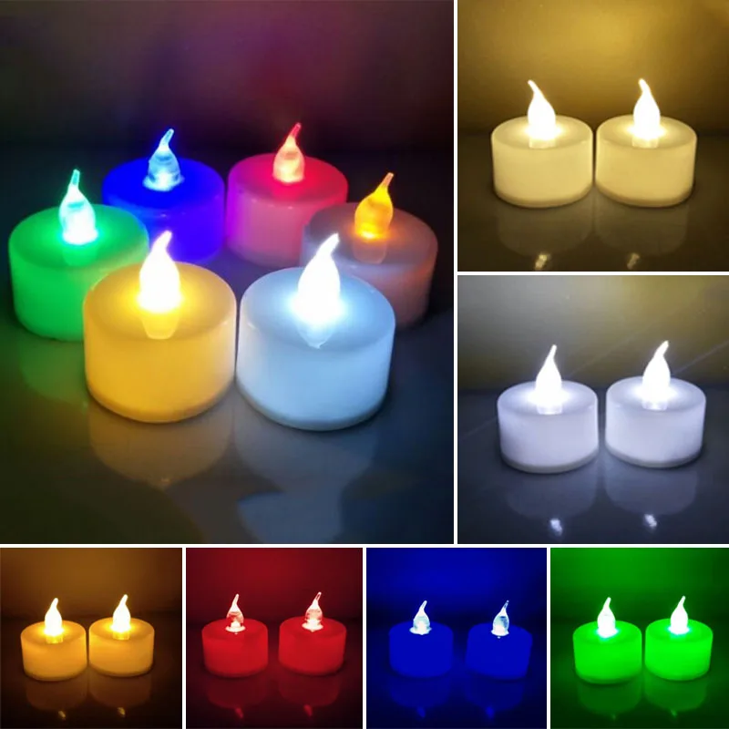 12pcs Flameless Led Tealight Tea Candles Wedding Party Light Colorful Lamp Decor