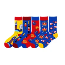 Забавные; с юмором в британском стиле оригинальные носки креативные литературный солдат колокол автобус чашка с короной, носки с узором для Для женщин Для мужчин носки скейтбордиста