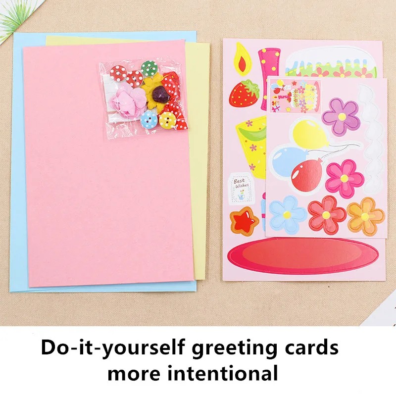  Children Educational Toy DIY Cartoon card Kraft Paper Handmade Birthday Invitation Greeting Card wi - 4.00025E+12