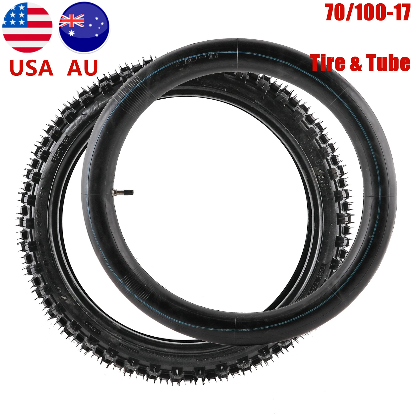

TDPRO Motorcycle Tyres Accessories 70/100-17 Front Knobby Wheel Tyre Tire & 2.75-17 Inner Tube FOR HONDA CT90 CT110 Trail Bike