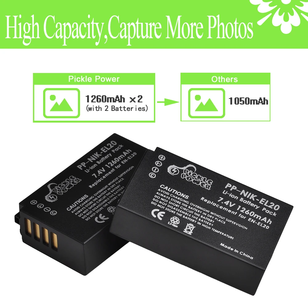 Аккумулятор EN EL20 EL20a 1260 мА/ч светодиодный двойной USB зарядное устройство для Nikon