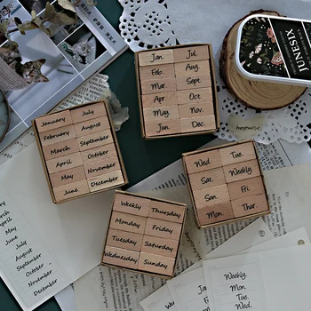 

day month arabic numbers wood stamp set hobby DIY rubber stamps craft 8patterns available characters letter design