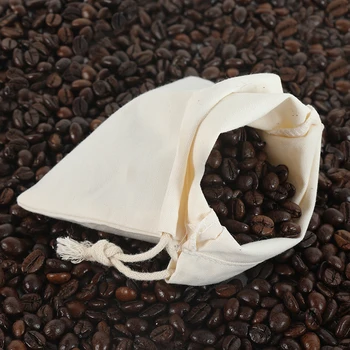 

100 Percent Cotton Muslin Bags with Drawstring, Machine Washable Cotton Storage Bags, Natural Linen Pouches for Rice and wheat