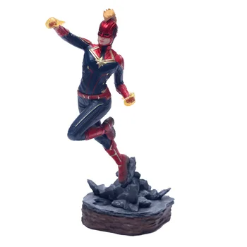 

[Funny] Crafts 24cm The avengers super hero Captain Marvel combat Scene version figure Statue PVC toy collection model kids gift