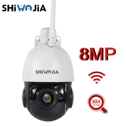 Shinojia – caméra de surveillance dôme extérieure PTZ IP WIFI hd 8mp, dispositif de sécurité sans fil, avec Zoom optique x30 et suivi automatique et Audio bidirectionnel 