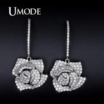 

UMODE Chic 3D Hollow Rose Shaped Drop Earrings Elegant Jewelry Dangle Earring Women Valentines Day Gifts Boucle D'oreille UE0231