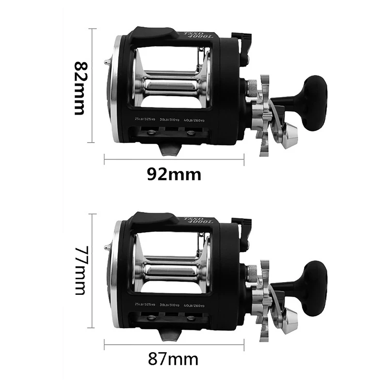 

Saltwater Fishing Reels TSSD Trolling Drum Boat Fishing Reel Saltwater Right Hand Black Sea Fish Reel