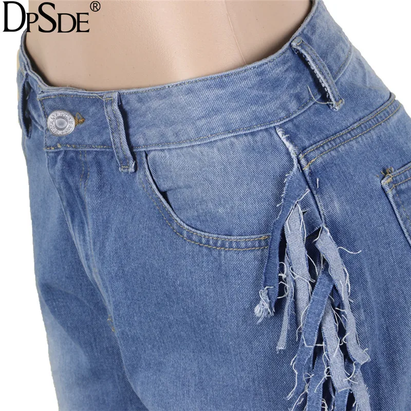 DPSDE Tassel Осень новинка модные джинсовые штаны Синий уличная одежда свободные длинные штаны в талии на молнии повседневные расклешенные брюки