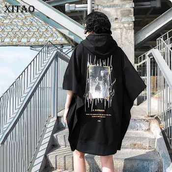 

XITAO Tide Brand Bat Sweatshirt Mid-length Printed Women Tops Fashion Loose Plus Size Hoodies Women Streetwear Clothes DMY4302