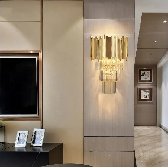 

Postmodern minimalist crystal wall lamp living room light luxury wall bedroom bedside corridor aisle decorative stair wall lamp