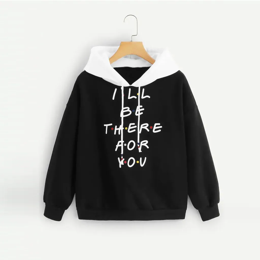 Hoodies Women Autumn 2019 Letter Patchwork Hooded Harajuku Streetwear Hoodie Hoodies And Sweatshirts Women Pullovers Clothes