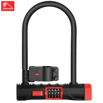 

U Lock Anti theft Bicycle Code Lock MTB Road Bike Lock Password 4 Digit Cycling Accessories Motorcycle Bicycle Lock with mount