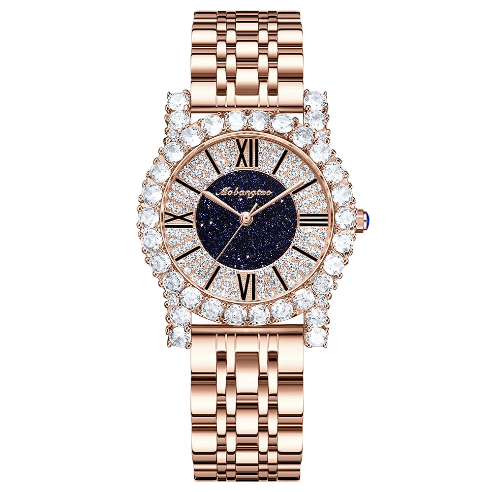 Moda Diamante Bling Cristais Mulheres Relógio de Pulso Pequena Fina Pulseira de Luxo de Couro Elegante Relógio Vestido Feminino Relógio Feminino - Image 3