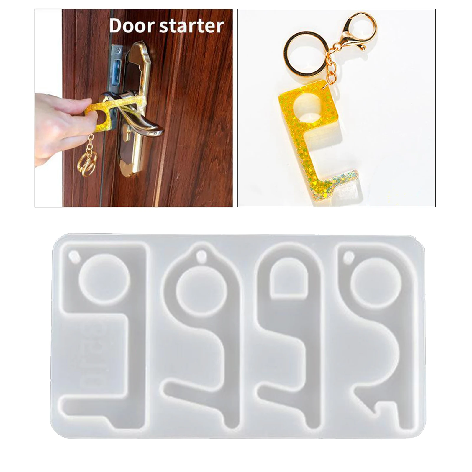 DIY Keychain Epoxy Resin Silicone Mold for Making Touchless Door Opener Keys 8.3x14.8x0.8cm