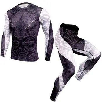 

Men's Quick Dry Compression Suits Gym Sports Long Sleeve T-shirt+Tight Trousers Sets Base Layer Fitness Riding JoggingSportswear