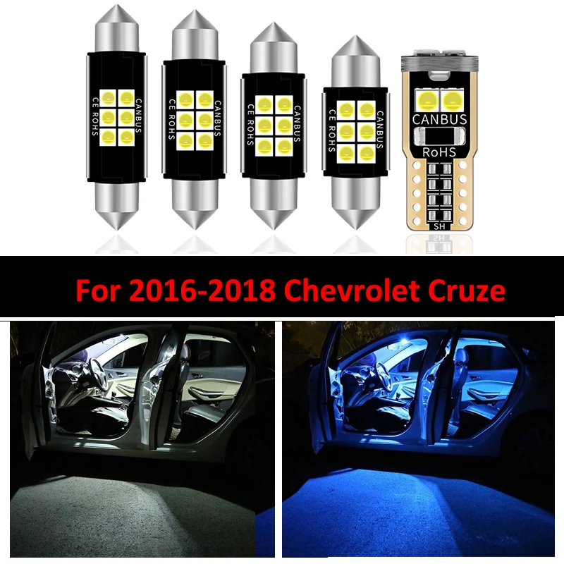

Bright 12 PCs LED Light Reading Dome Bulbs Interior Kit Fit For 2016 2017 2018 Chevrolet Cruze Trunk Cargo Mirror License Lamp