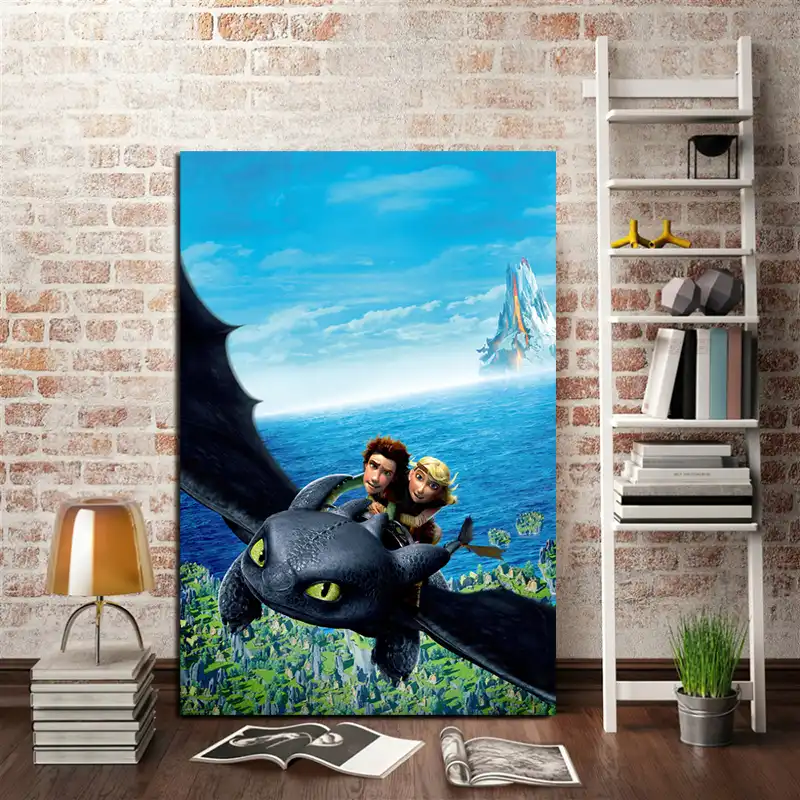 Dragones Trainer Dibujos Animados Pelicula Linda Papel Pintado Arte Lienzo Poster Pintura Pared Impresion Ninos Habitacion Guarderia Hogar Dormitorio Decoracion Aliexpress