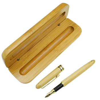 

One Set Bamboo Fountain Pen With Pencil-box Nature Bamboo Storage Box Fountain Pen Set Calligraphy Tool Gift
