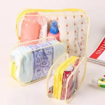 

New Travel Cosmetic Storage Bag Transparent PVC Waterproof Cosmetic Bag Color Square Girls Student Wash Bag Zip Lock Bag Hot New
