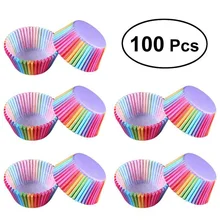 100 шт радужные бумажные стаканчики для торта одноразовые кухонные