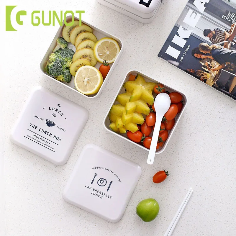 

GUNOT Double-layer Lunch Box Portable Bento Box Microwavable Food Container With Compartments For Kids Student Lunchbox BPA Free