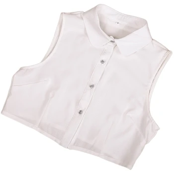 

Women Button Down Solid Color False Collar Detachable Shirt Fake Necklace Lapel 85WB