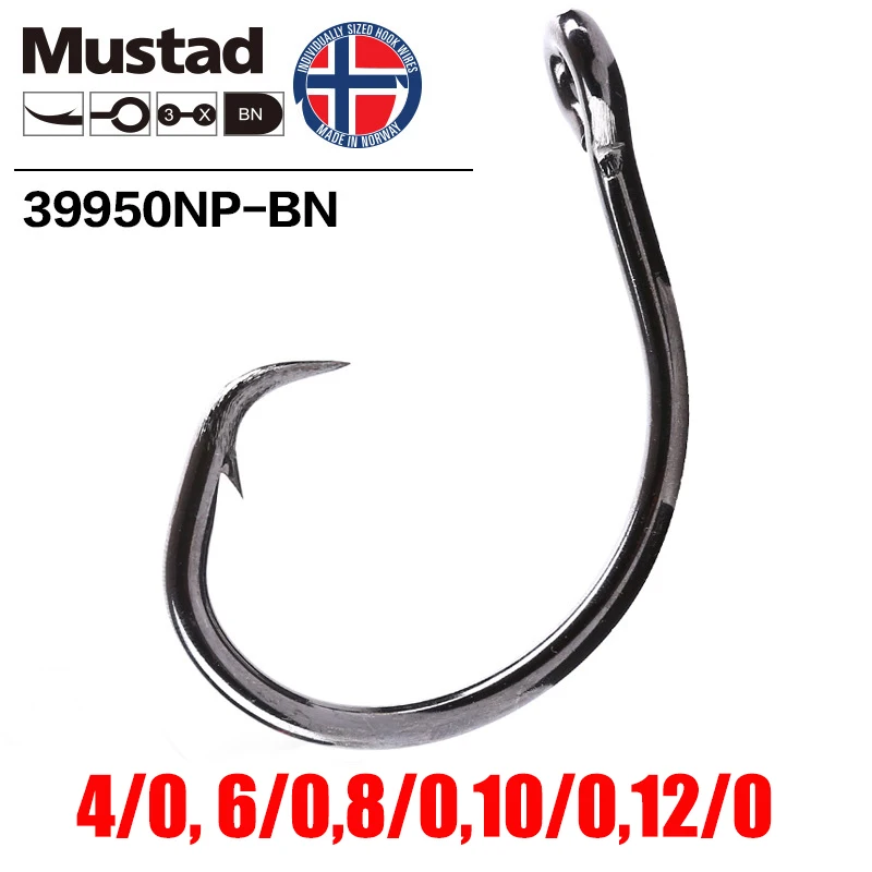 Рыболовный крючок Mustad из высокоуглеродистой стали с кольцом большого размера 4/0