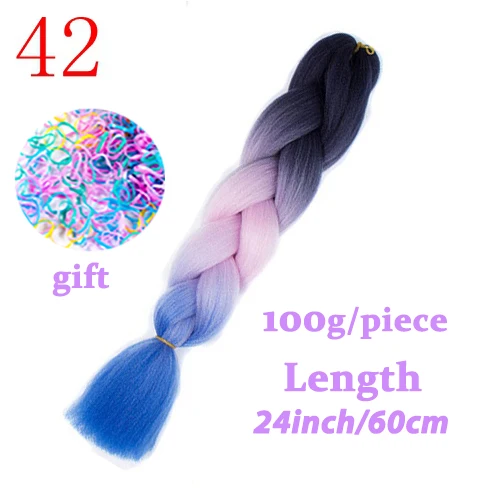 LISI волосы 24 дюйм плетение волос для наращивания Jumbo вязание крючком косы синтетические волосы стиль 100 г/шт. чистый блонд розовый зеленый - Цвет: #24
