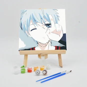 

Painting By Numbers On Canvas 20×20cm With Frame For Kids Japan Cartoon Figure Pictures Acrylic Paint Children Coloring Kits DIY