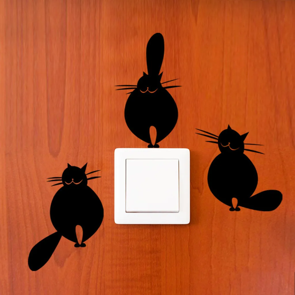 E Cute Cat Theme Family Room Window Wall Mural Decorative Decal Detachable - Цвет: E