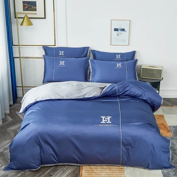 

GXC 100S Egyptian Cotton Patchwork Stripe Duvet Cover Queen King 4Pcs Luxury Soft Bedding Simple Fitted Bed Sheet Pillowcase