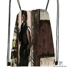 Изготовленная на заказ Дэрил-Диксон-ходячая мертвая@ 02-походная сумка на шнурке милый рюкзак для детей(черная спинка) 31x40 см#180611-01-41