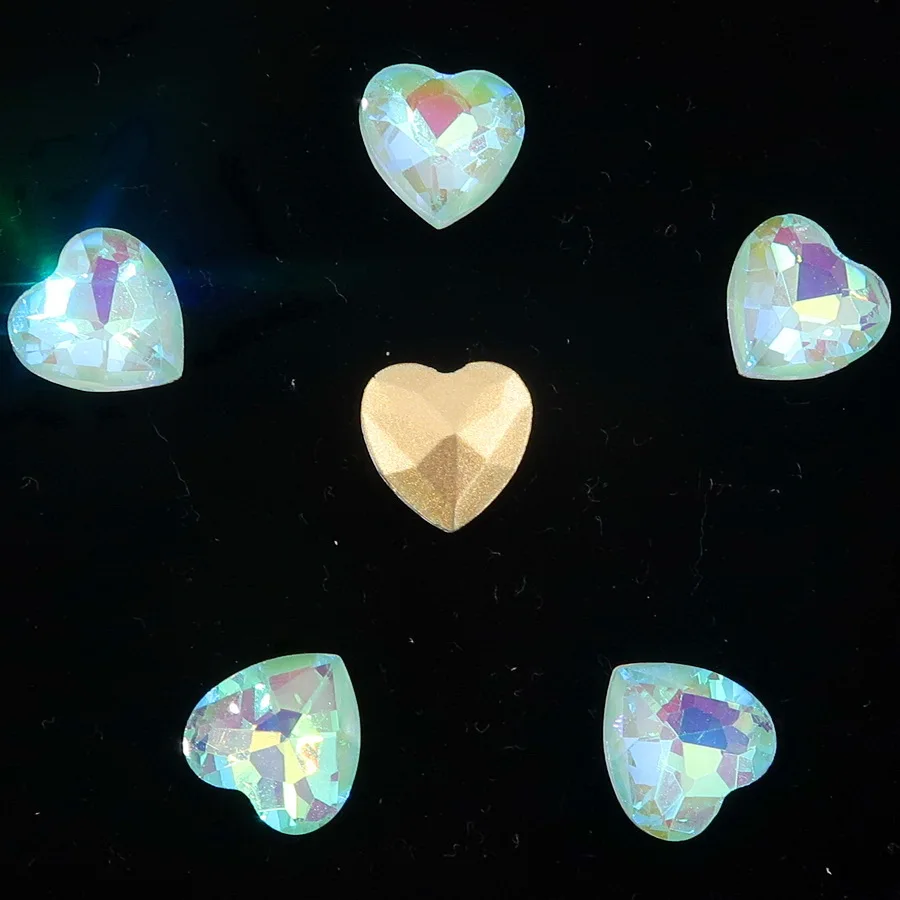 A29 Peridot AB Стеклянные кристаллы 10 мм желейные конфеты AB& радужные цвета в форме сердца, стразы, бусины, аппликация, nailart, ручная работа, сделай сам, отделка - Цвет: A29 Peridot AB