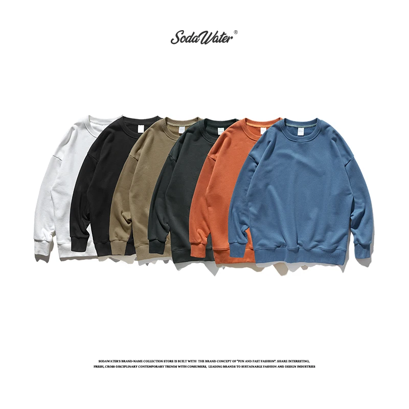 

SODAWATER Men Hip Hop Sweatshirts Japanese Fashion Solid O Neck Pullover Hoodies Autumn Winter Basic Oversized Men Clothes 9603W