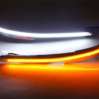 

Car Headlight LED Eyebrow Daytime Running Light DRL with Yellow Turn Signal Light for Toyota Camry 2012 2013 2014