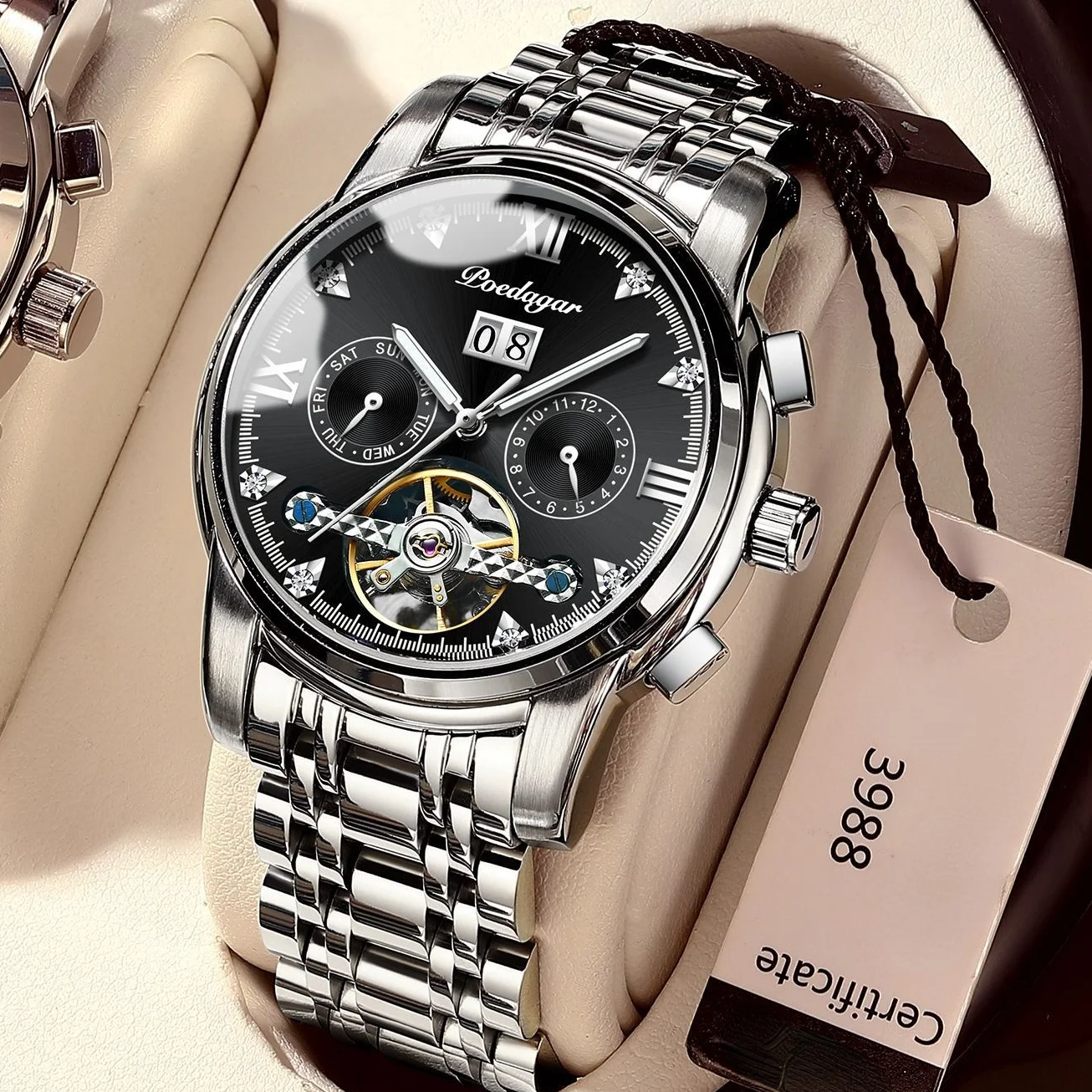 

Men Mechanical Watch Luxury Automatic Watch Stainless Steel Sapphire Waterproof Sports Wristwatch Montre Homme