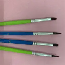 4 шт. зеленый синий плоский острый нейлоновый волос с деревянной ручкой Акварельная краска набор кистей для детей студенческие художественные принадлежности