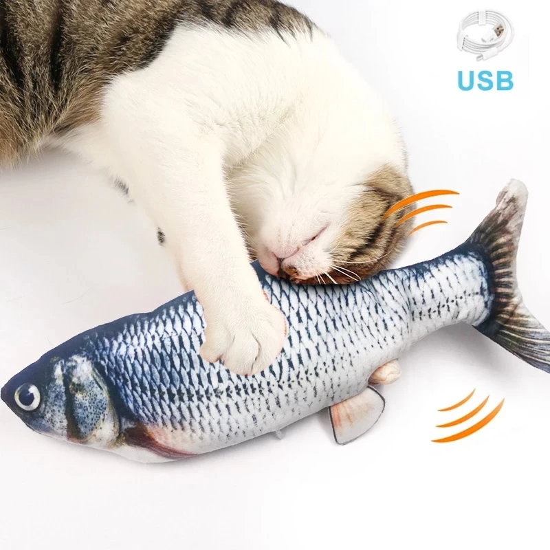 Игрушка для кошек с USB-зарядкой Интерактивная электрическая рыба-дисковод