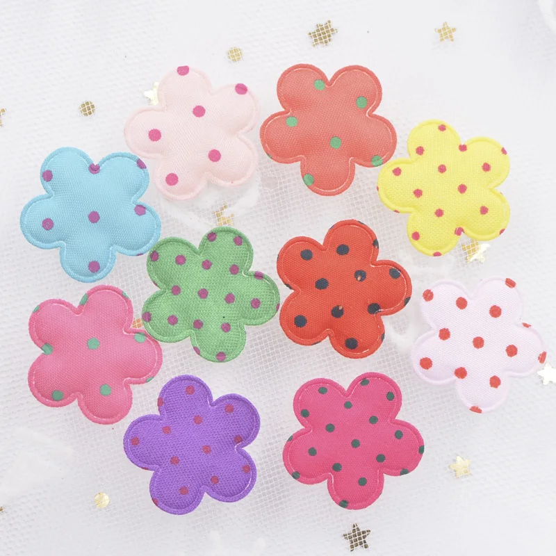 Разноцветные тканевые фетровые нашивки в горошек 120 шт. аппликации форме цветка