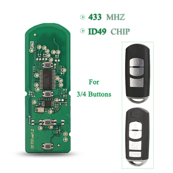 

Bilchave 10pcs/Lot For 3/4 Buttons 433Mhz ID49 Remote Car Key Circuit Board For Mazda 6 3 MX-5 CX-3 CX-5 CX-7 SKE13E-01