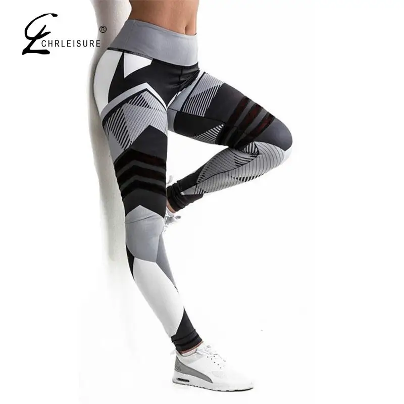 Fitness Leggings Black White Stitching 