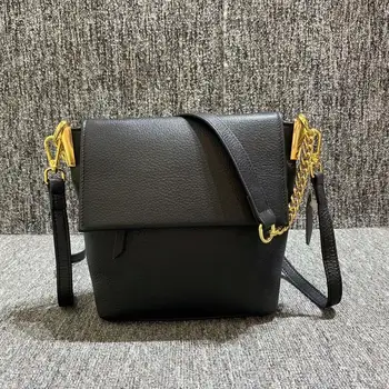 

Genuine Leather Handbags 2020 Fashion Simple and Atmospheric Pure Leather Women's Shoulder Bag Top Layer Cowhide Bucket Bag