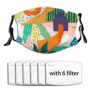 

Abstract Collage Seamless Doodle Reusable Breathable Anti-Pollution Unisex Mouth Face Mask Mouth Face Mask Women Men Masks