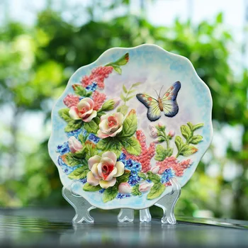

Vintage Decorative Handpainted Roses and Butterfly Plate Ceramic Wall Hanging Plate Collectible Art Nice Wedding Birthday Gifts