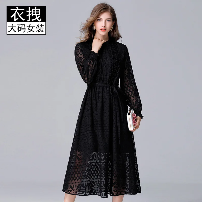 

[Limited Time Seckilling Rebate Does Not Change] 2019 Summer Solid Color Fat Mm Long Plus-sized Dress Women's 200